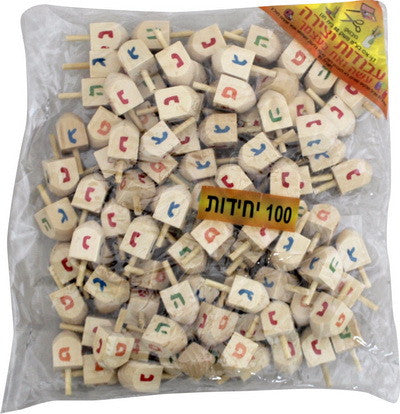 Small Wooden Dreidels "Shin" -100 Pack (DR-D22984)