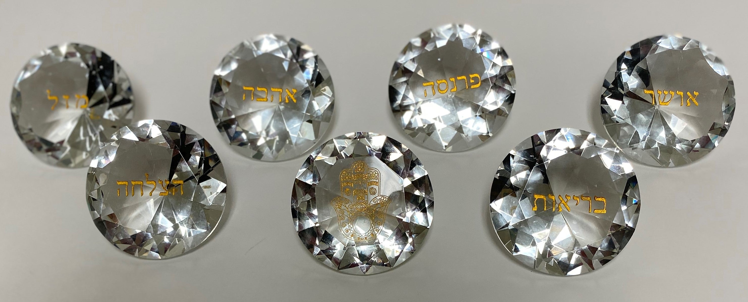 Set of 7 Crystal Diamond Shaped Napkin Weights-- Blessings (SHB-11700)