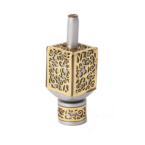 Emanuel Small Anodized Aluminum Dreidel with Metal Cutout (EM-DRA)