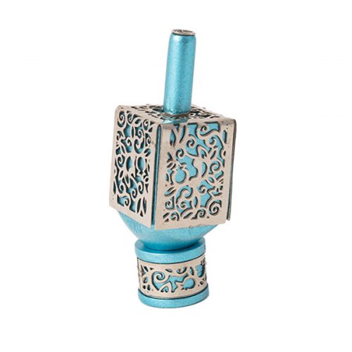 Emanuel Small Anodized Aluminum Dreidel with Metal Cutout (EM-DRA)