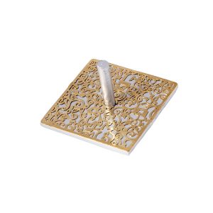 Emanuel Anodized Aluminum Flat Dreidel with Metal Cutout (EM-DRJ)