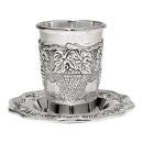 Silver Plated Kiddush cup with Tray grape Design (KC-130-2)