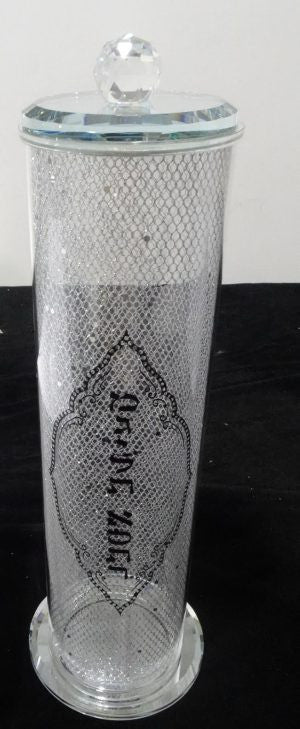 Crystal Megillah Holder-Silver Lattice Design 14" (MG-13089S)