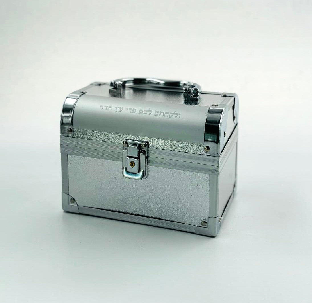 Aluminum Esrog Box Silver Chest 7"x5" (ES-13888)
