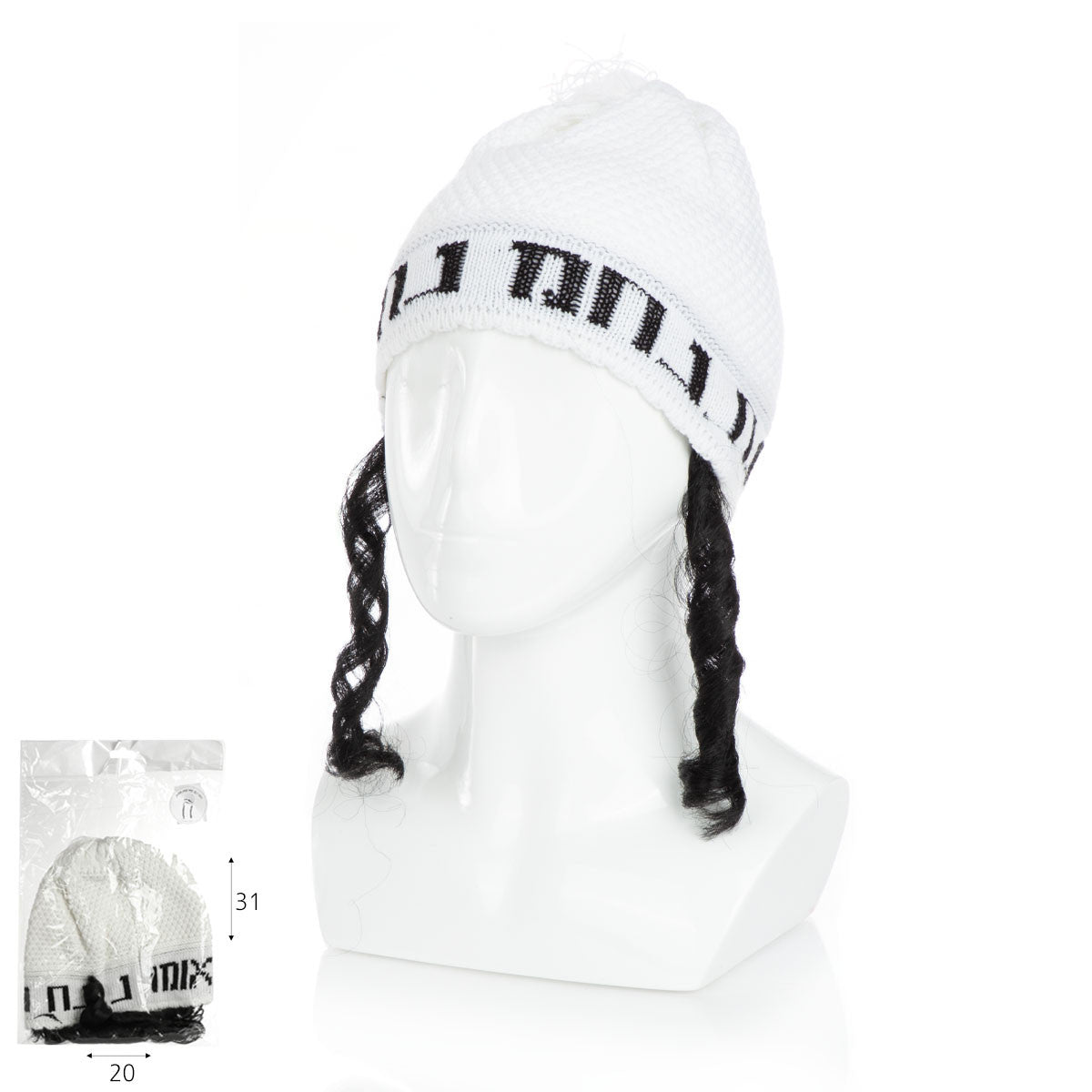 Na Nach Kippah With Payos Adults 3 Color Payos (MC-15813)