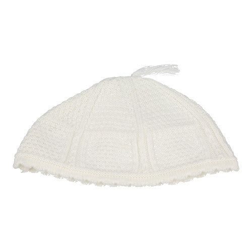 Shluff Kippah White-Yerushalmi (MC-16037)