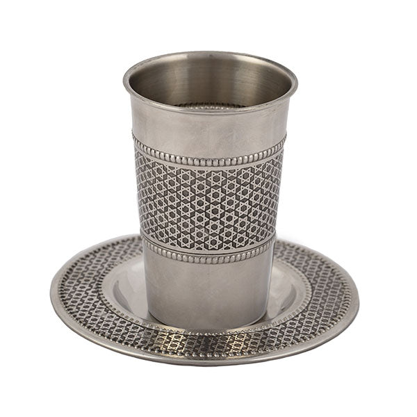 Emanuel Stainless Steel Kiddush Cup & Tray (EM-CUP)