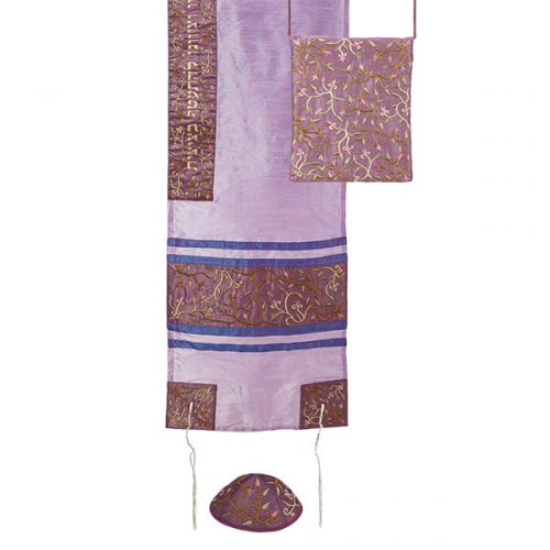 Yair Emanuel Machine Embroidered Tallit Set-- Flowers (EM-TAB1)