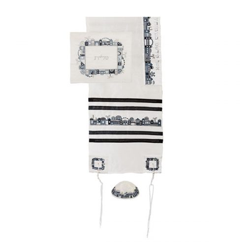 Yair Emanuel Machine Embroidered Tallit Set-- Jerusalem (EM-TAB2)