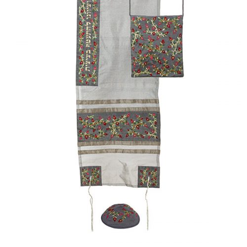 Emanuel Machine Embroidered Tallit Set-- Pomegranates (EM-TAB4)