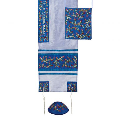Emanuel Machine Embroidered Tallit Set-- Pomegranates (EM-TAB4)