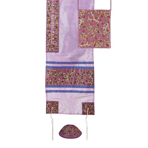 Emanuel Machine Embroidered Tallit Set-- Pomegranates (EM-TAB4)