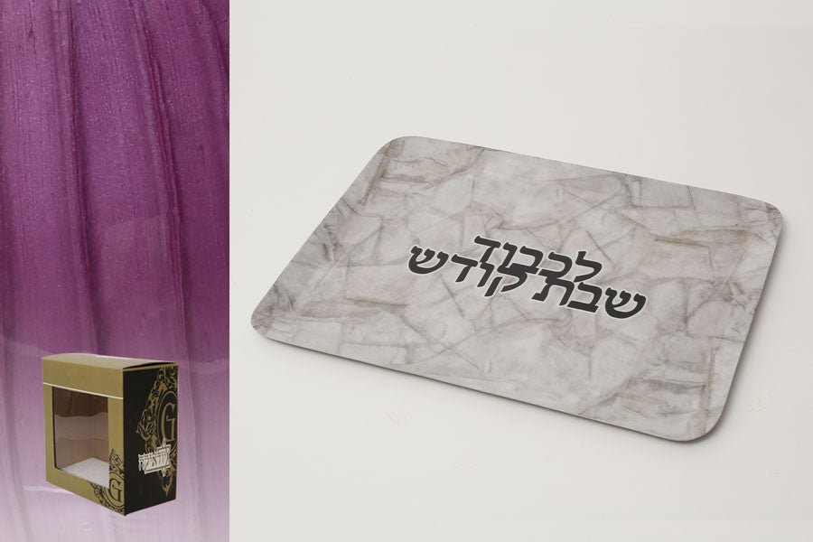 Enamel Coated Challah Tray-Marble White 16"x11"(CP-190990)