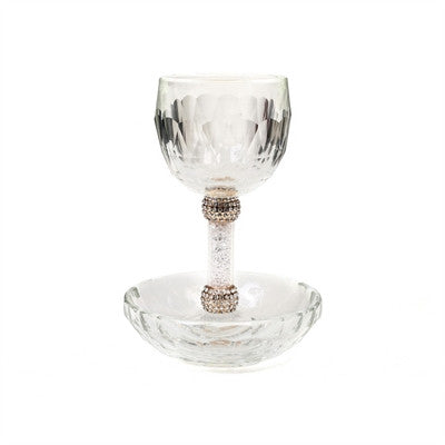 Crystal Kiddush Cup w/ Rose Gold accent and Stones (KC-X1940Z)