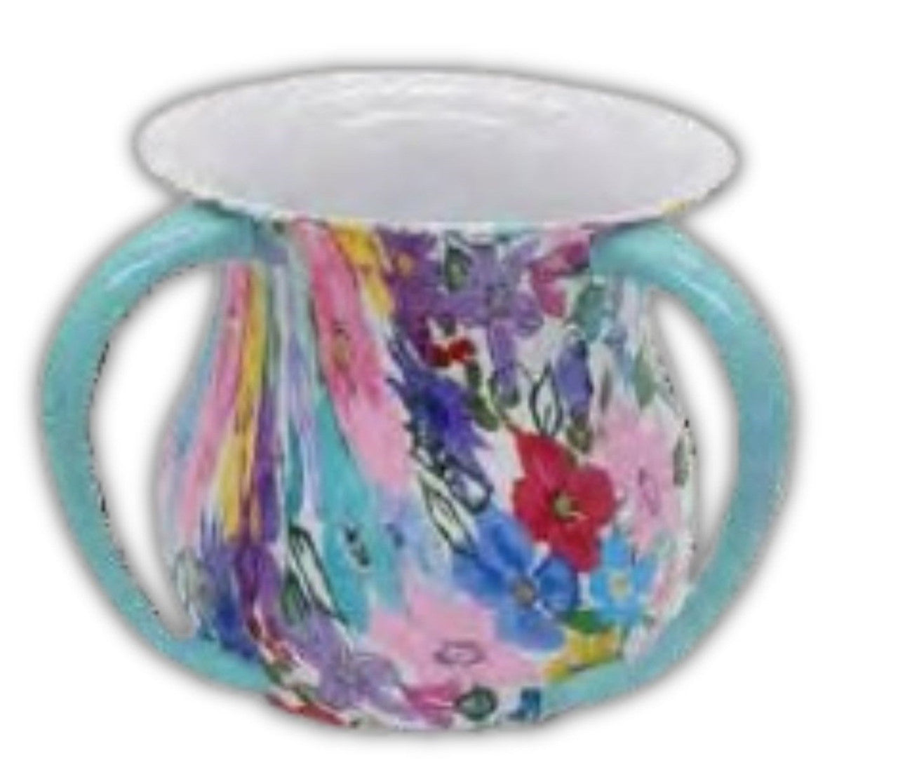 Hadarya Hand Painted Acrylic Washcup-Light Colors- Flower Design (WC-HDR1944)