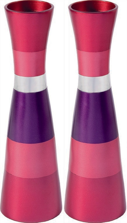 Anodized Aluminum Long Shabbat Candlesticks (EM-CML)