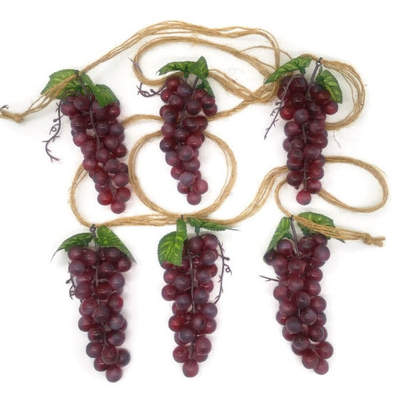 Six Cluster Red Grape Garland- 9' (200103R)