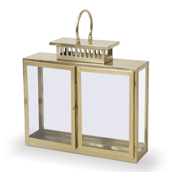 Glass Menorah House Gold 18"W x 16"H x 5"(M-GL201430)