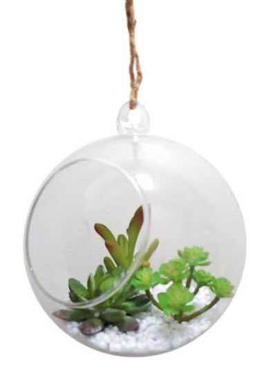 Hanging Glass Faux Plant 6"(2018032)