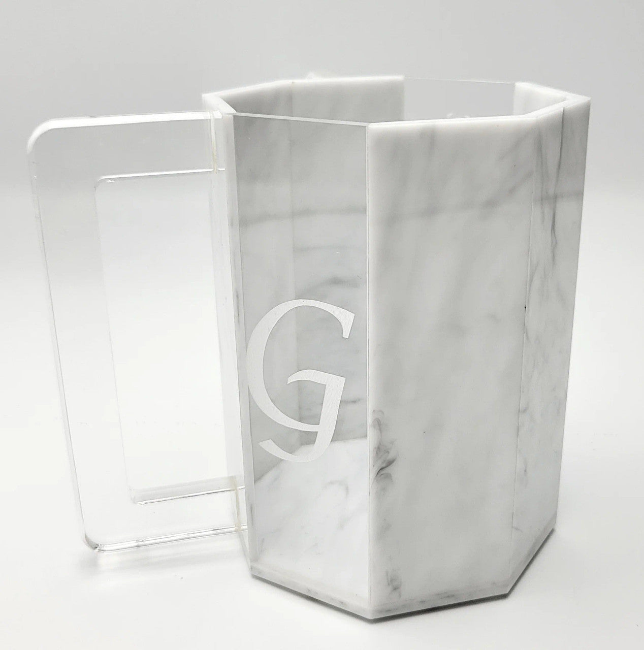 Lucite and Marble Design Hexagon Washing Cup (WC-ZWCP)