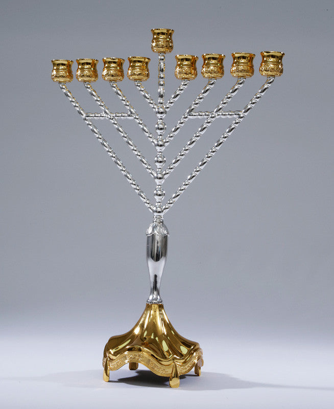 Large Menorah-Silver-Gold-18"H x 13"W (M-202924)