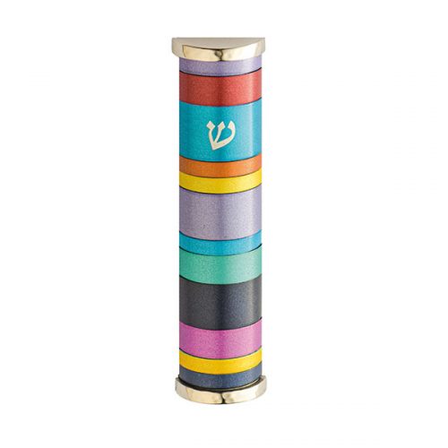 Emanuel Mezuzah Case w/ Rings--Multicolor (EM-MZP)