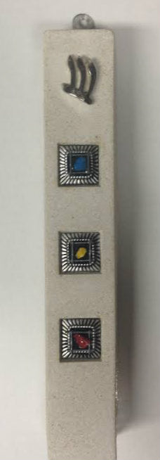 Ceramic Stone Avnei Choshen Mezuzah Case 12cm (MZ-2107)