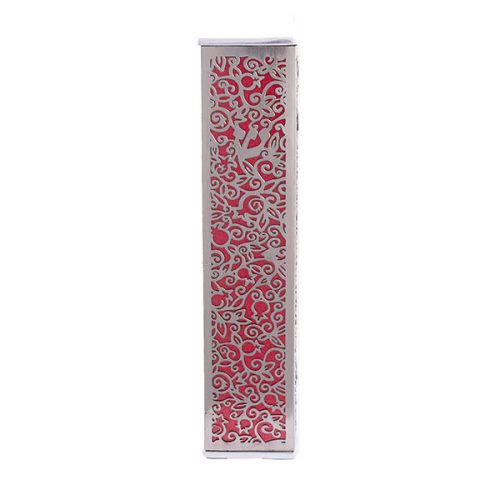 Anodized Aluminum Mezuzah Case with Metal Cutout - Pomegranate (EM-MJ2)