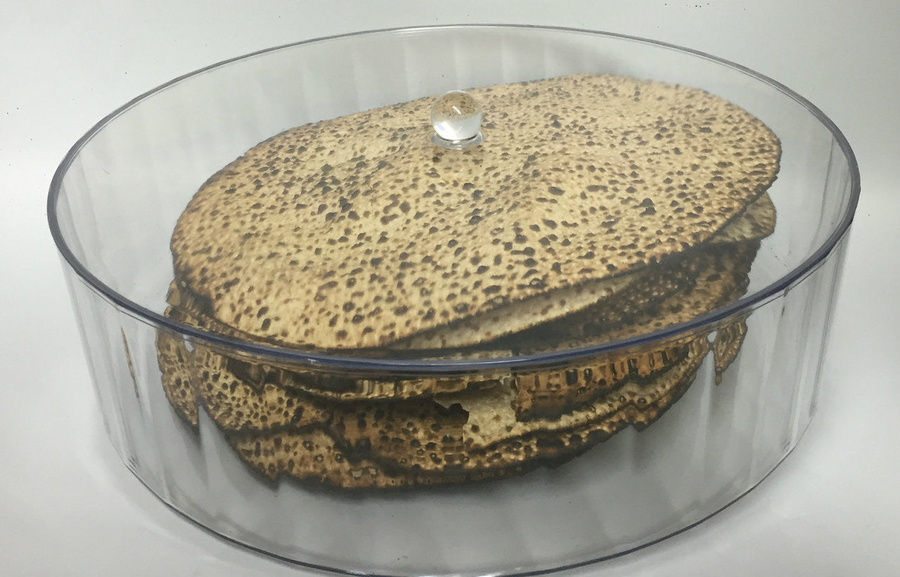 Lucite Round Matzah Box with Cover Large (P-MBXL)