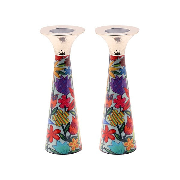Emanuel Painted Cone Shaped Candlesticks 8.5" (EM-CSY)