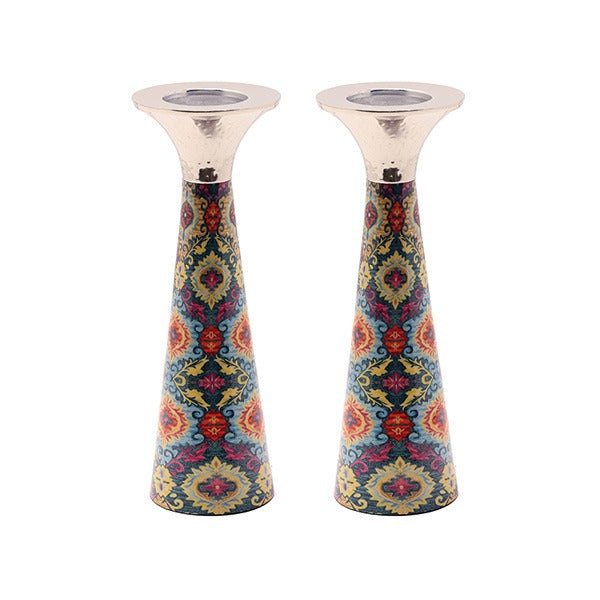 Emanuel Painted Cone Shaped Candlesticks 8.5" (EM-CSY)