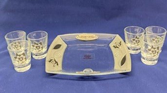 Lily Art Glass Shot Glass Set W/ Tray (507124-49)