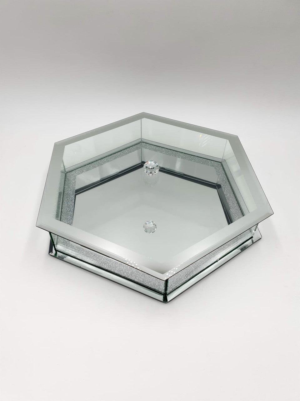 Glass Matzah Box-Hexagon (P-12245)