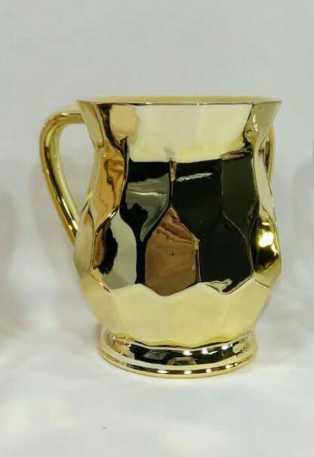 Metal Coated Acrylic Wash Cup, Hexagon design-- Gold (WC-AVI5015G)