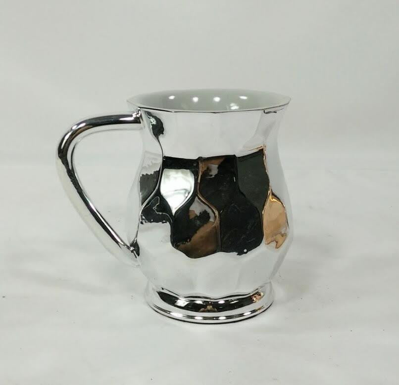 Metal Coated Acrylic Wash Cup, Hexagon design-- Silver (WC-AVI5015S)