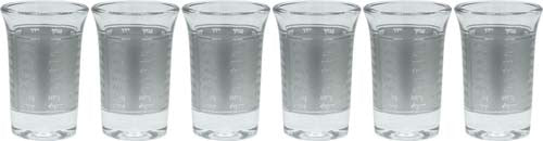 Set Of 6 River Kiddush Cups-Silver Glass (KC-5507)