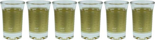 Set Of 6 River Kiddush Cups-Gold Glass (KC-5508)