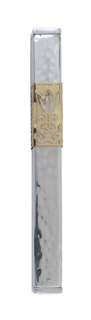 Emanuel Metal Mezuzah Case w/ Metal cutout-- 12cm (EM-MH)