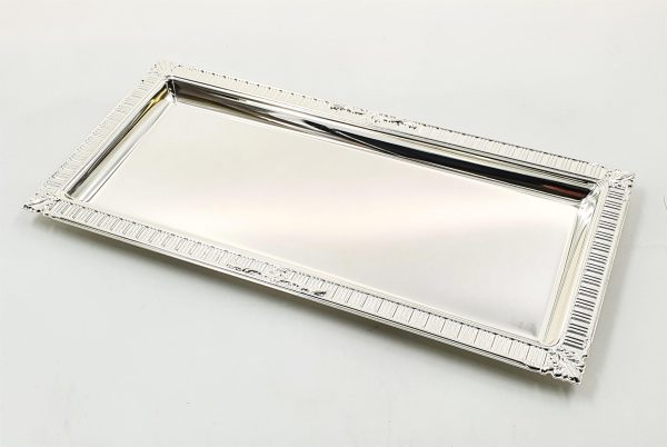 Silverplated Candlestick Tray-Ornate Border Design 15"x7.5" (CP-60076)