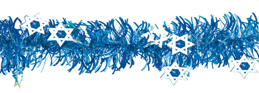 Blue and Silver Magen David Tinsel - Pack of 12 (71170)