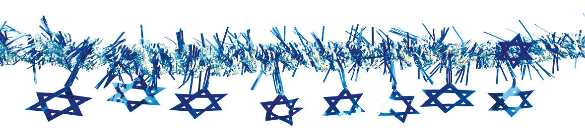 Blue and Silver Hanging Magen David Garland - Pack of 12 (71171)