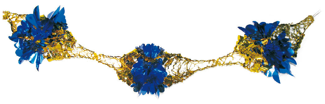 8" 6 Section Gold and Blue Garland - Pack of 12 (71182)