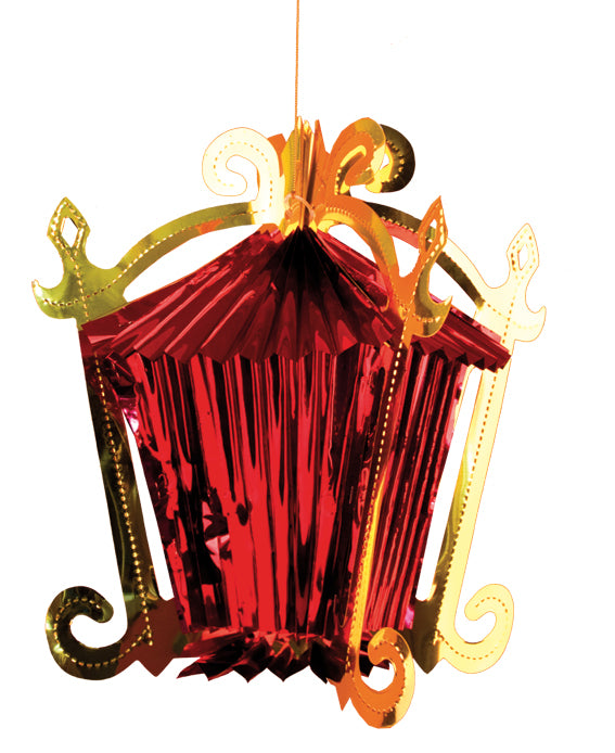 Chinese House Foil Hanging Decoration - Pack of 12 - Red (71197 GR)