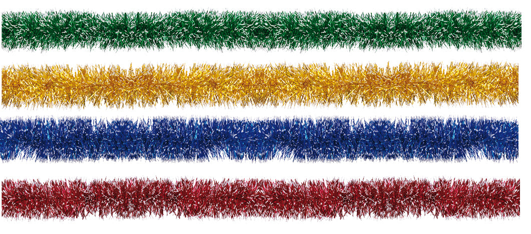 4" 12' Long Tinsel, Assorted Colors - Pack of 12 (71219)