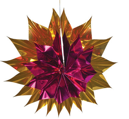 Pink and Gold Pleated Star - Pack of 12 - 12" (71262)