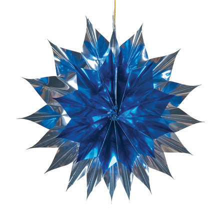 Blue and Silver Pleated Star - Pack of 12 - 12" (71263)