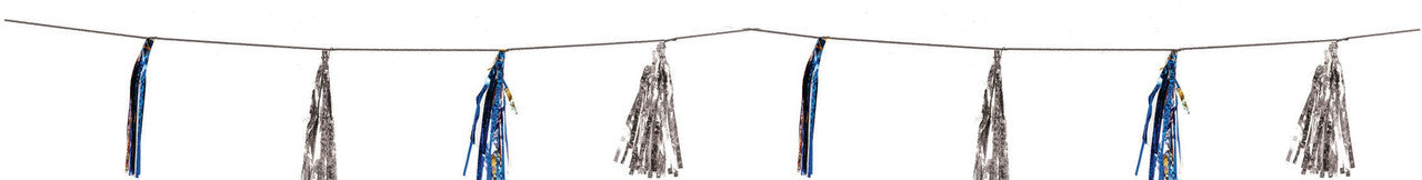 9 pc blue/silver Tassel Banner, 9' long - Pack of 12 (71711)