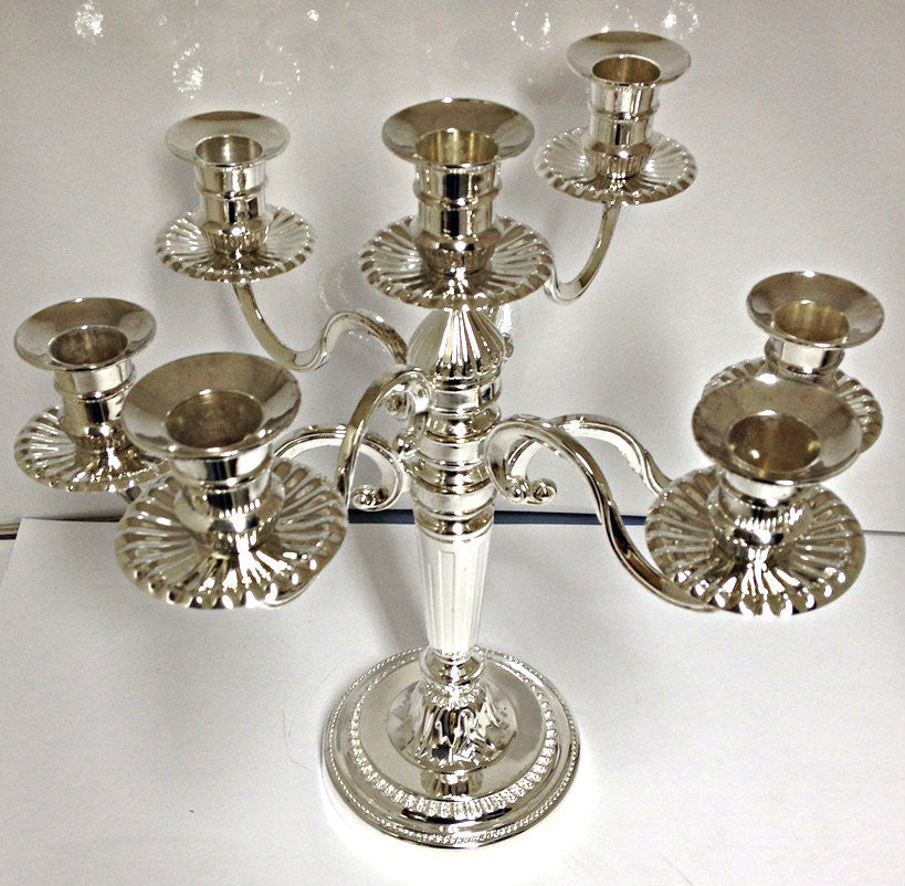 7 Branch Silverplated Candelabra-- 11"h (CS-805-9)