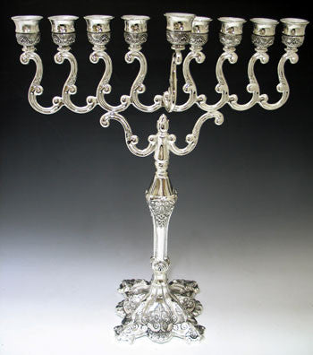 Silver Plate Oil Menorah 15" (M-888)