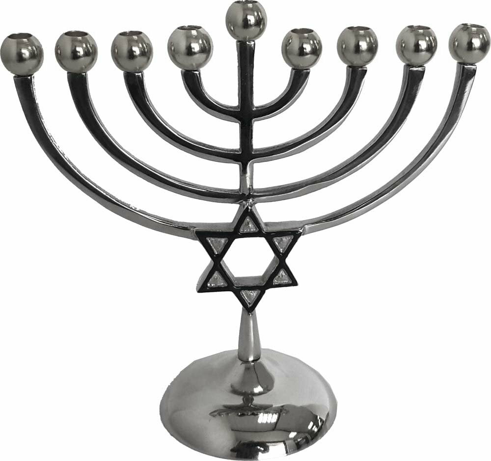 Classic Star Nickle Chanukah Menorah (M-9553)